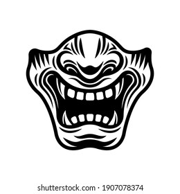 Samurai half mask vector illustration in monochrome style isolated on white