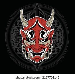 samurai hannya mask tattoo, vector EPS 10