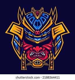 Samurai Head for esport and sport mascot logo 