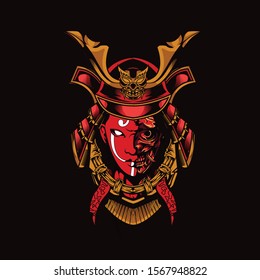 samurai head illustration available for your projects