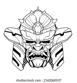 Samurai head japan mascot illustration skull