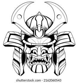 Samurai head japan mascot illustration skull