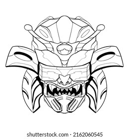 Samurai head japan mascot illustration skull