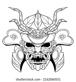 Samurai head japan mascot illustration skull