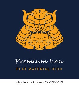 Samurai Head Of Japan premium material ui ux isolated vector icon in navy blue and orange colors