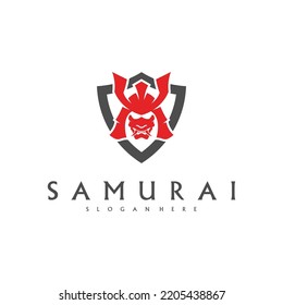 Samurai head logo design vector. Samurai warrior logo template
