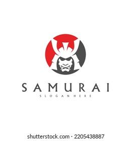 Samurai head logo design vector. Samurai warrior logo template