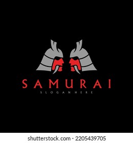 Samurai head logo design vector. Samurai warrior logo template