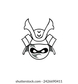 samurai head logo. Icon vector design template in white background.