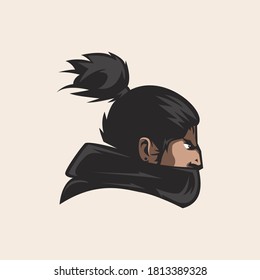 diseño del logotipo de mascota de cabeza de samurai