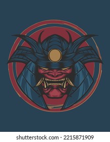 Samurai Head Mascot Vector Image