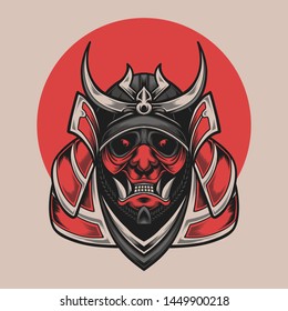 Samurai Head Mask Vector Illustration