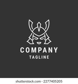 Samurai head minimalist line logo icon design template flat vector