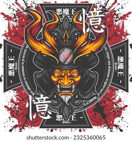 Samurai head oni demon mask mascot emblem logo