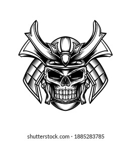 
Samurai Head Skull Character Illustration Design