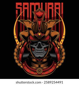 samurai head skull mascot, vector EPS 10