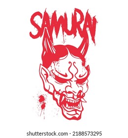 samurai head vector with bloodstains