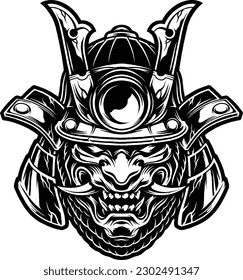 SAMURAI HEAD VECTOR IMAGE DESIGN ILLUSTRATION