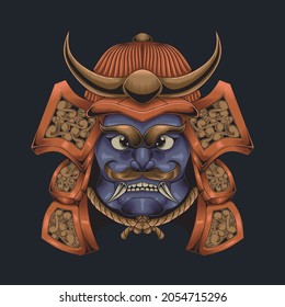 Samurai helmet ancient style character illustration