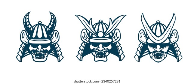 samurai helmet armor set illustration