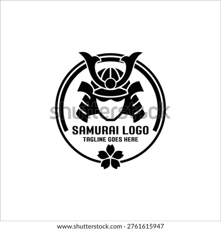 Samurai helmet badge logo design vector
