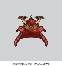 Samurai helmet flat vector illustration