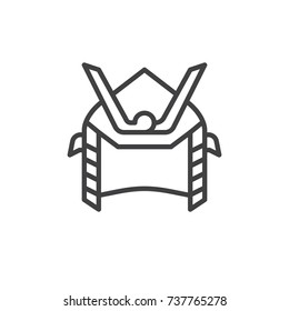 Samurai helmet line icon, outline vector sign, linear style pictogram isolated on white. Symbol, logo illustration. Editable stroke
