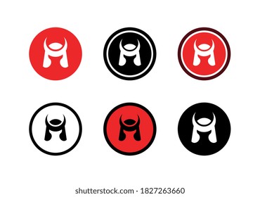 Samurai helmet logo collection, ronin icon set - Vector