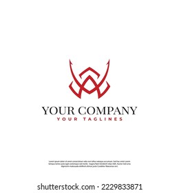 samurai helmet logo in simple minimalist style