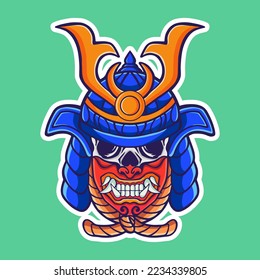 Samurai helmet with oni mask