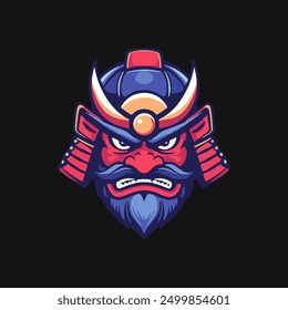 Samurai helmet with an oni mask vector Illustrations