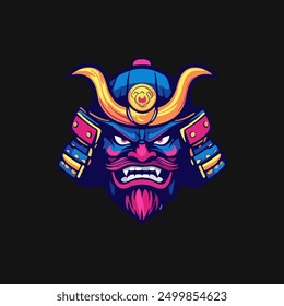 Samurai helmet with an oni mask vector Illustrations