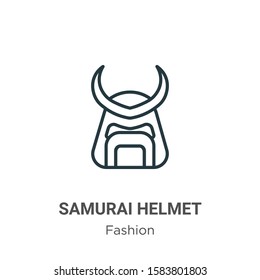 Samurai helmet outline vector icon. Thin line black samurai helmet icon, flat vector simple element illustration from editable fashion concept isolated on white background