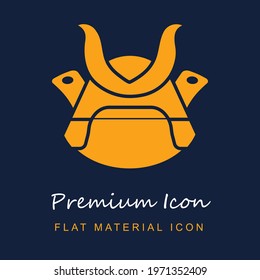 Samurai Helmet premium material ui ux isolated vector icon in navy blue and orange colors