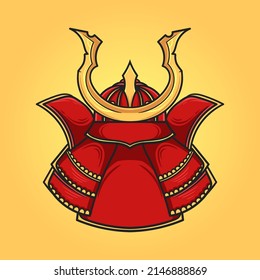 Samurai helmet red vector illustration