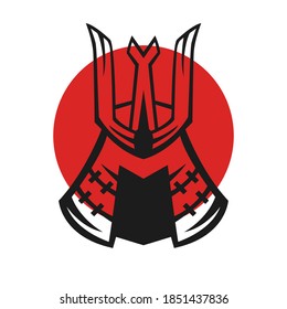 Samurai helmet vector illustration. Samurai helmet logo design.