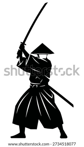 Samurai Hold Katana Sword Silhouette