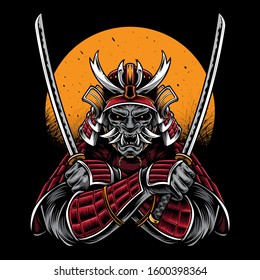 samurai holding katana vector artwork