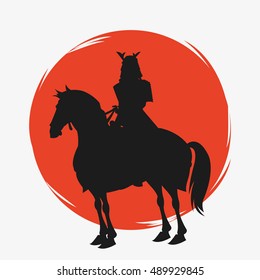 Samurai and horse cartoon design