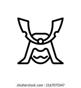 Samurai Icon. Line Art Style Design Isolated On White Background