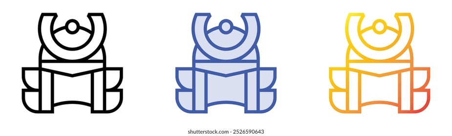 samurai icon. Linear, Blue Fill and Gradient Style Design Isolated On White Background