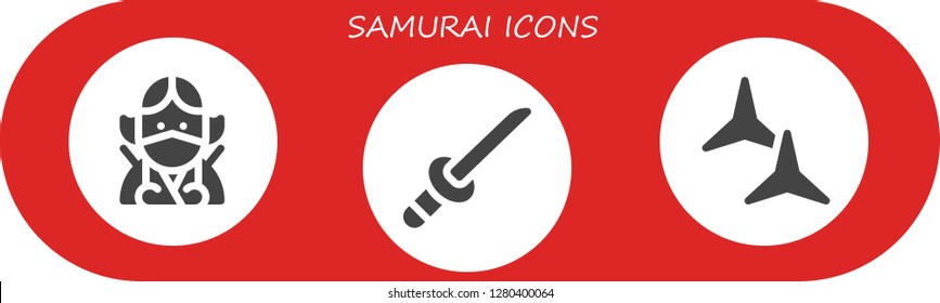  samurai icon set. 3 filled samurai icons. Simple modern icons about  - Ninja, Katana, Shuriken