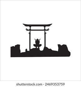 DISEÑO DE SÍMBOLO DE ILUSTRACIÓN VECTORIAL DE SAMURAI ICON