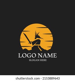 samurai icon vector illustration template design