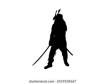 Vector de iconos de Samurai. La silueta de Samurai aislaba el fondo blanco. Ilustración vectorial