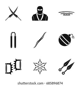 Samurai icons set. Simple set of 9 samurai vector icons for web isolated on white background