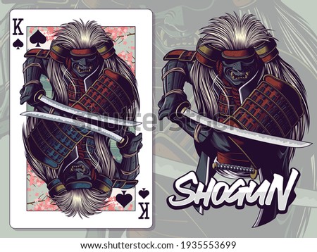 Samurai Illustration for King of Spades playing card design