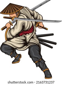 Samurai illustration with premium quality stock vector