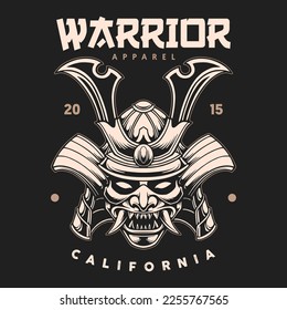 Samurai illustration vintage monochrome style vector artwork