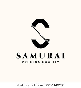 samurai initial S vintage logo vector minimalist illustration logo design, S alphabet initial symbol design